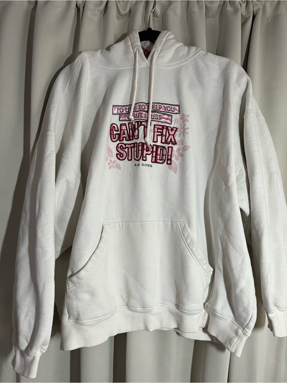 Big Dogs White Hoodie with Pink Accent